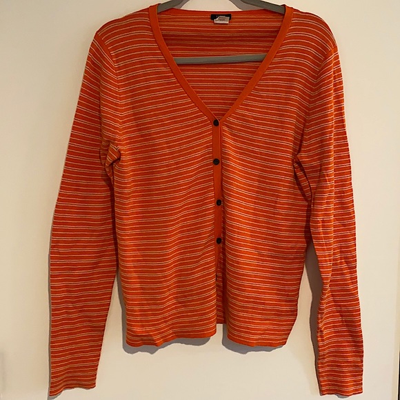 J. Crew Sweaters - J Crew Striped Cardigan Preppy Elbow Patches Fall Sz L